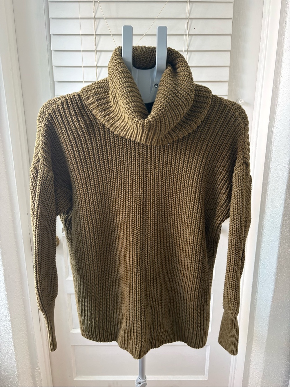 American Apparel Made USA Chunky Cotton Turtleneck Sweater Olive One Size